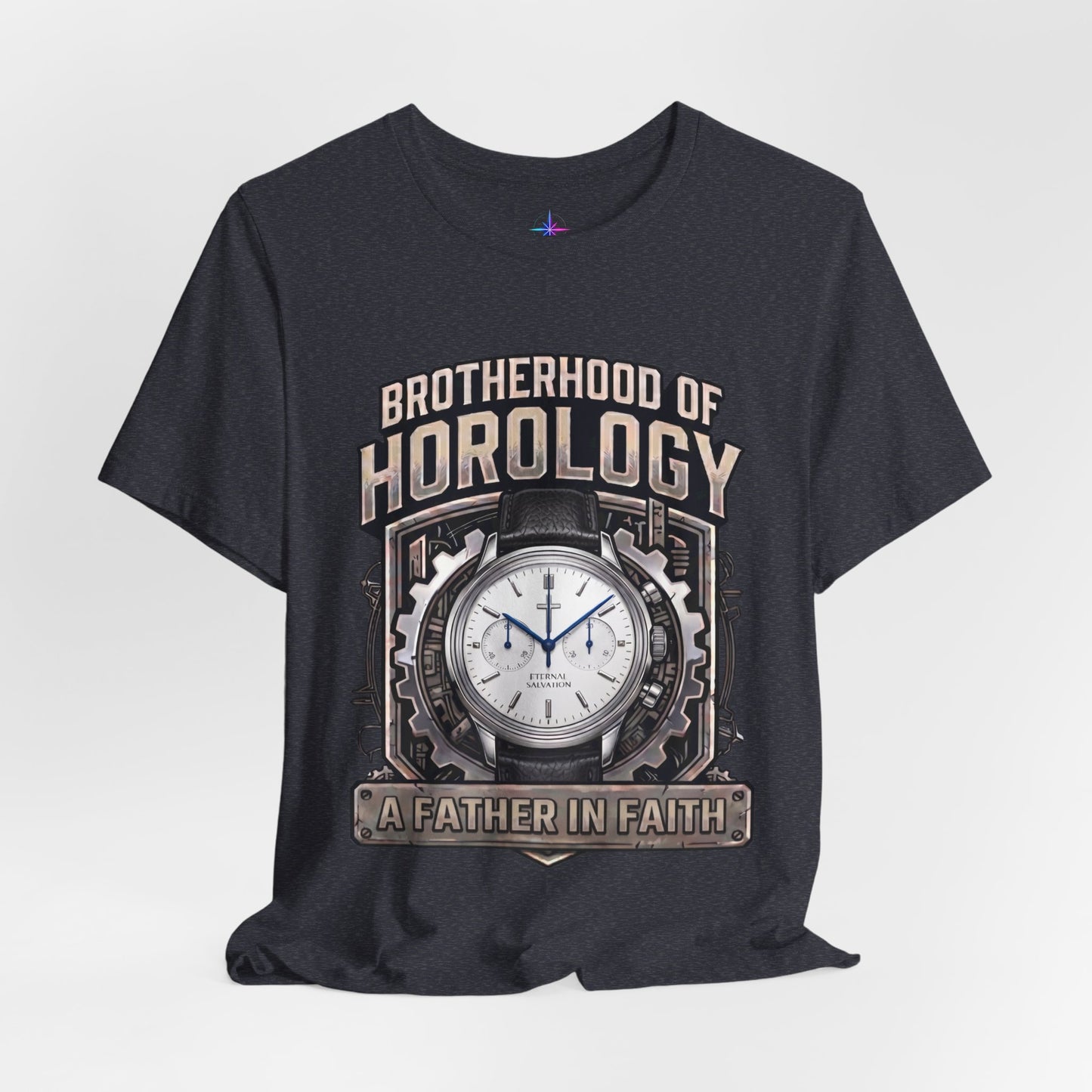 Father's Day Brotherhood of Horology Christian Chrono Watch Lover T-Shirt | A Father in Faith graphic tee