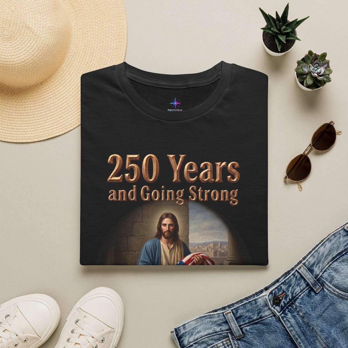 One Nation Under God Christian T-Shirt | 250 Years Patriotic 4th of July Jesus Tee