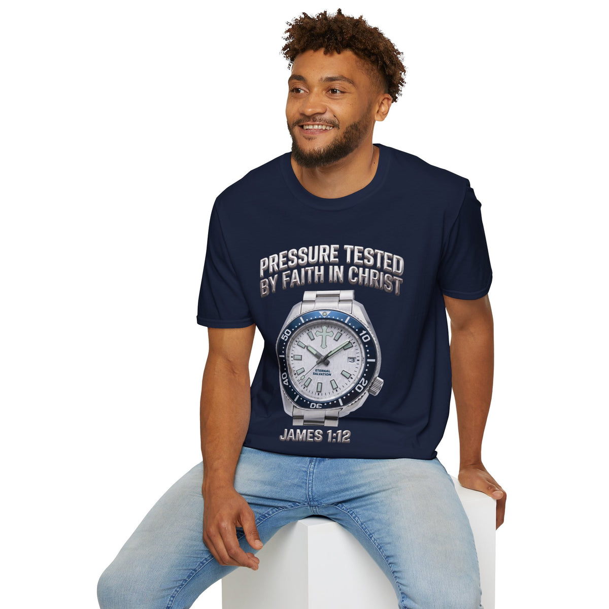 Pressure Tested by Faith In Christ Heavyweight Tee – Frost White Birch Edition