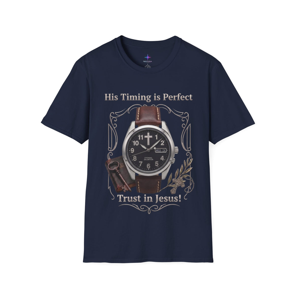 His Timing Is Perfect "Trust in Jesus" Field Watch Graphic T-Shirt