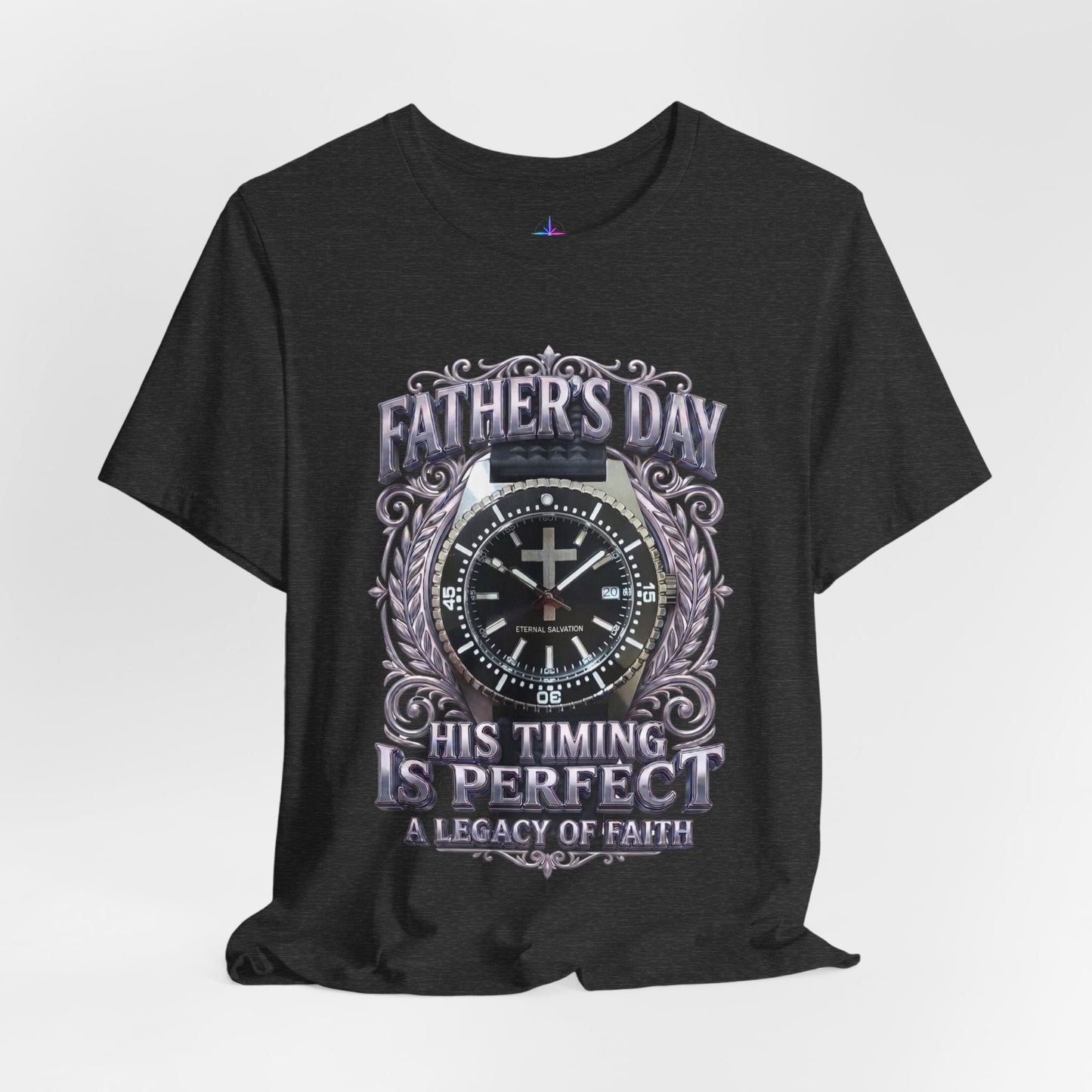 Father's Day His Timing Is Perfect Christian Black Dive Watch Lover T-Shirt | Legacy of Faith