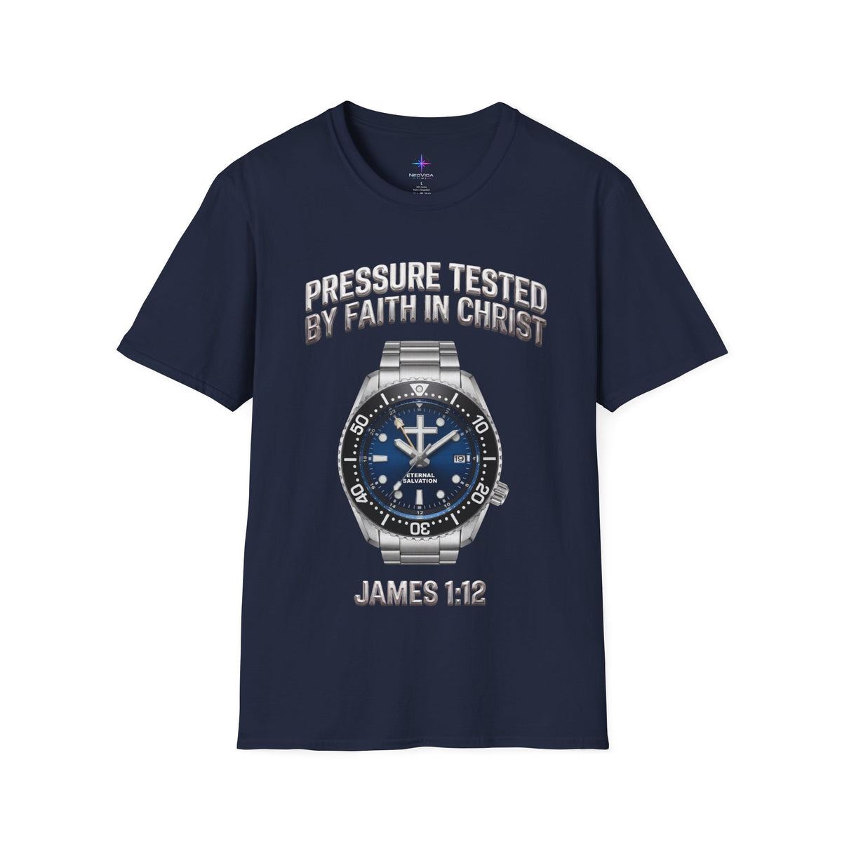 Pressure Tested by Faith In Christ Heavyweight Tee – Deep Blue GMT Diver Edition