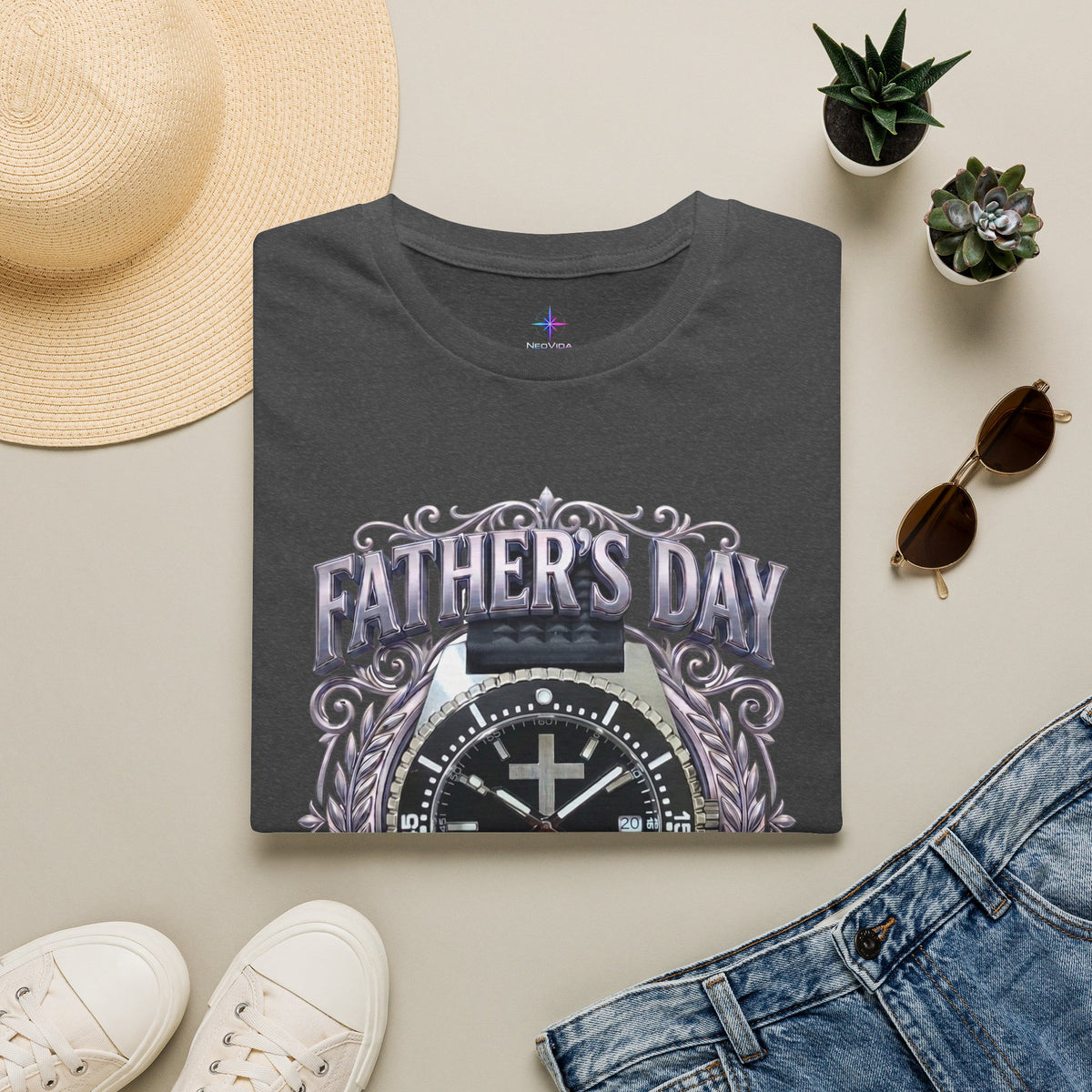Father's Day His Timing Is Perfect Christian Black Dive Watch Lover T-Shirt | Legacy of Faith