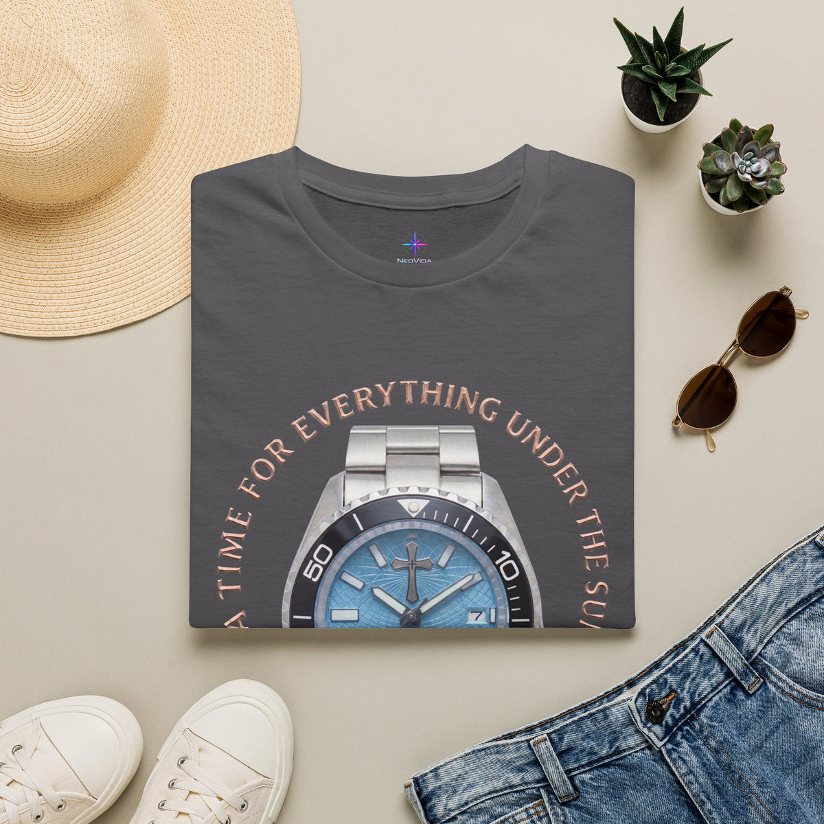 A Time for Everything Sky Blue Diver Graphic T-Shirt