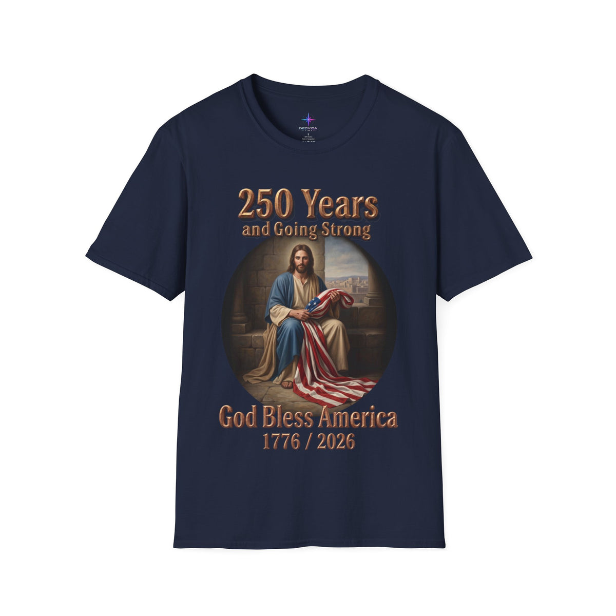 God Bless America Christian T-Shirt | 250 Years Patriotic 1776-2026 4th of July Tee