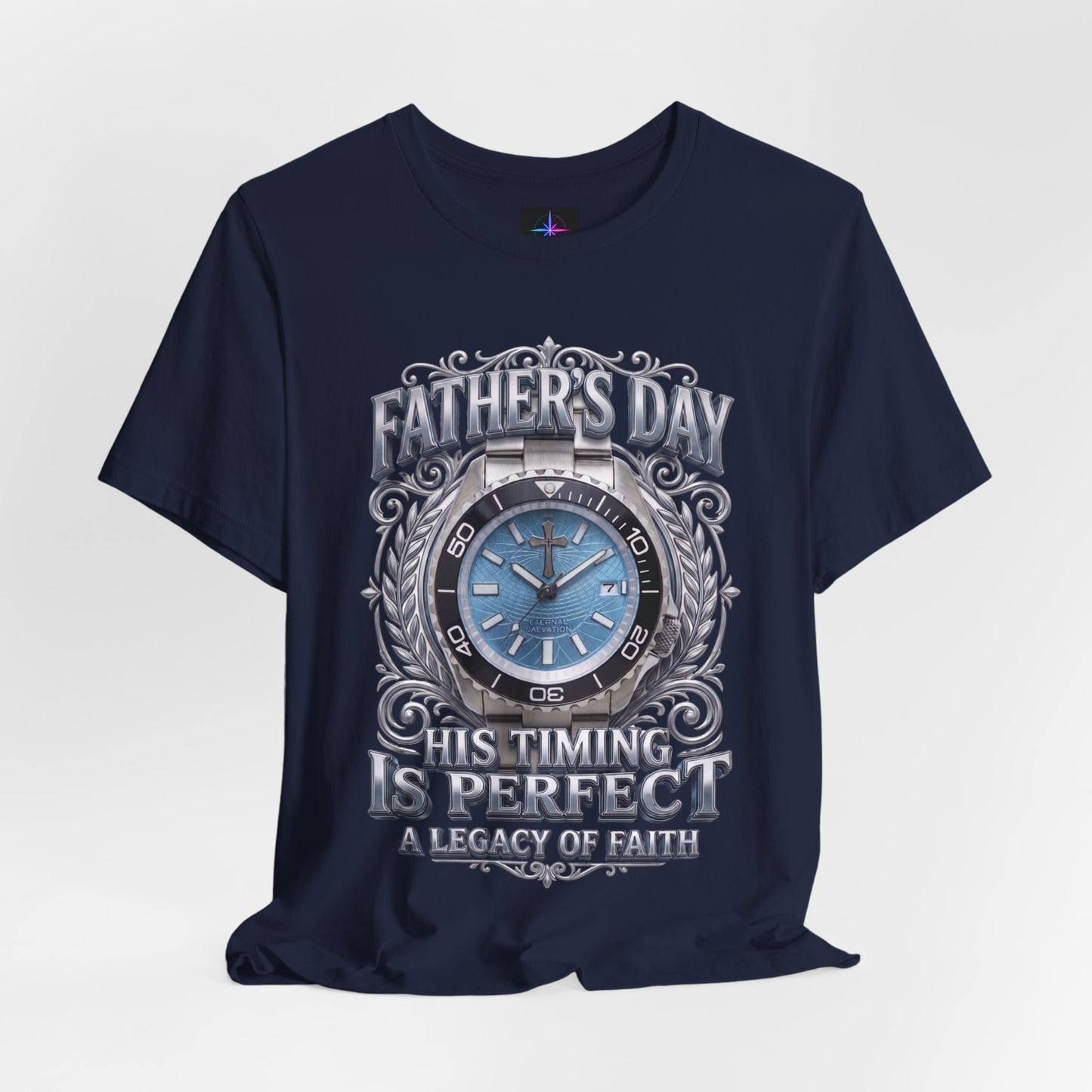 Father's Day His Timing Is Perfect Christian Blue Dive Watch Lover T-Shirt | Legacy of Faith
