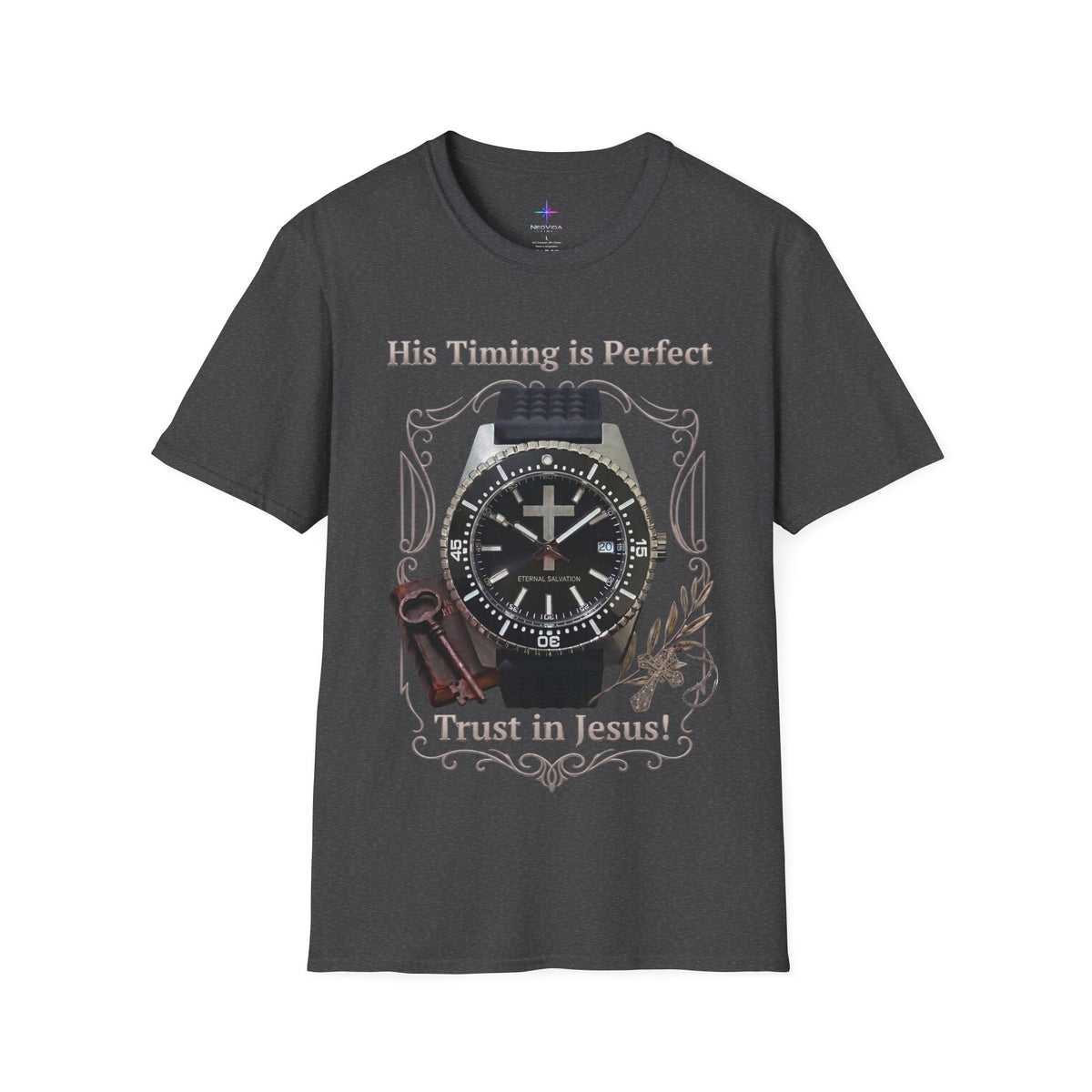 His Timing Is Perfect "Trust in Jesus" Tactical Diver Watch Graphic T-Shirt