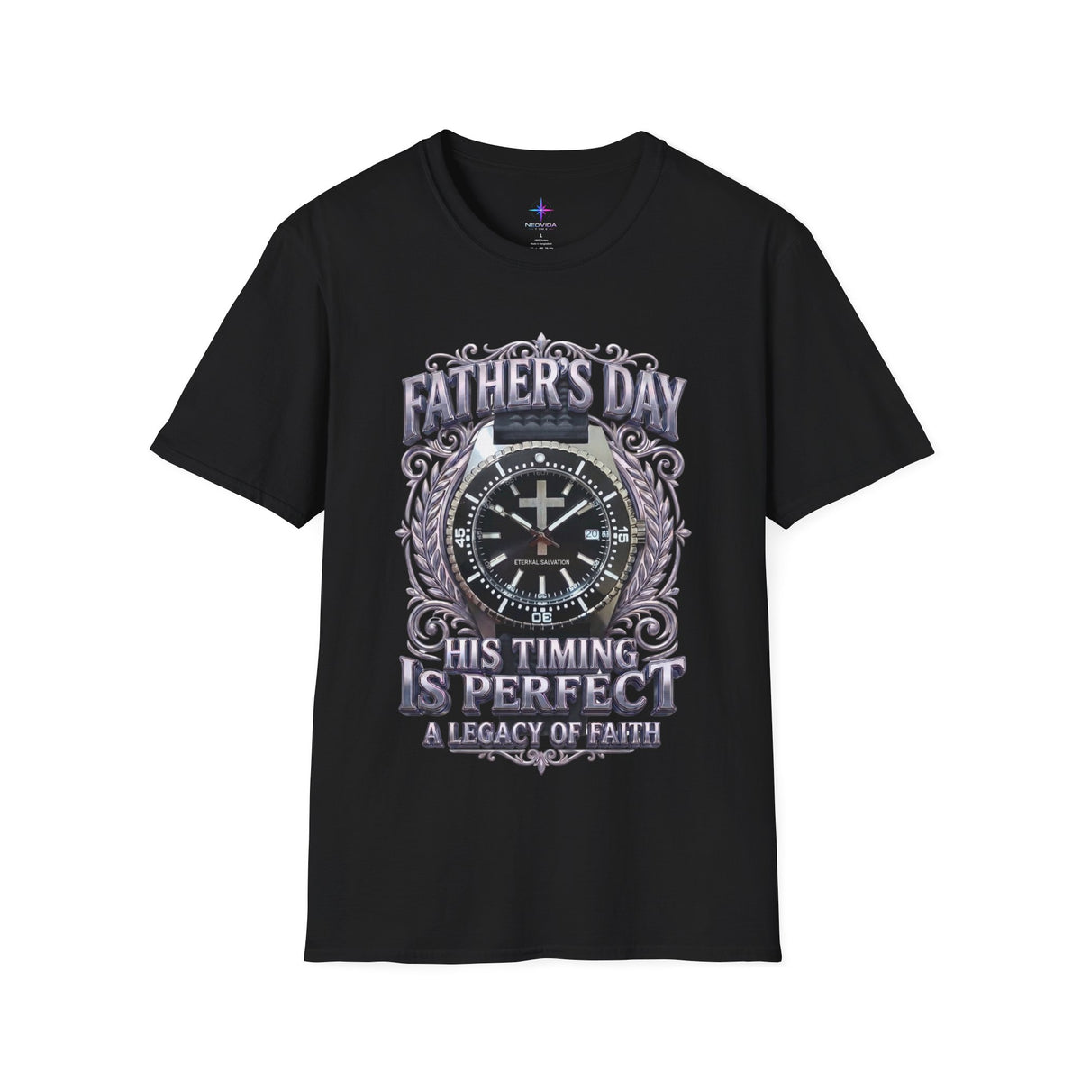 Father's Day His Timing Is Perfect Christian Black Dive Watch Lover T-Shirt | Legacy of Faith