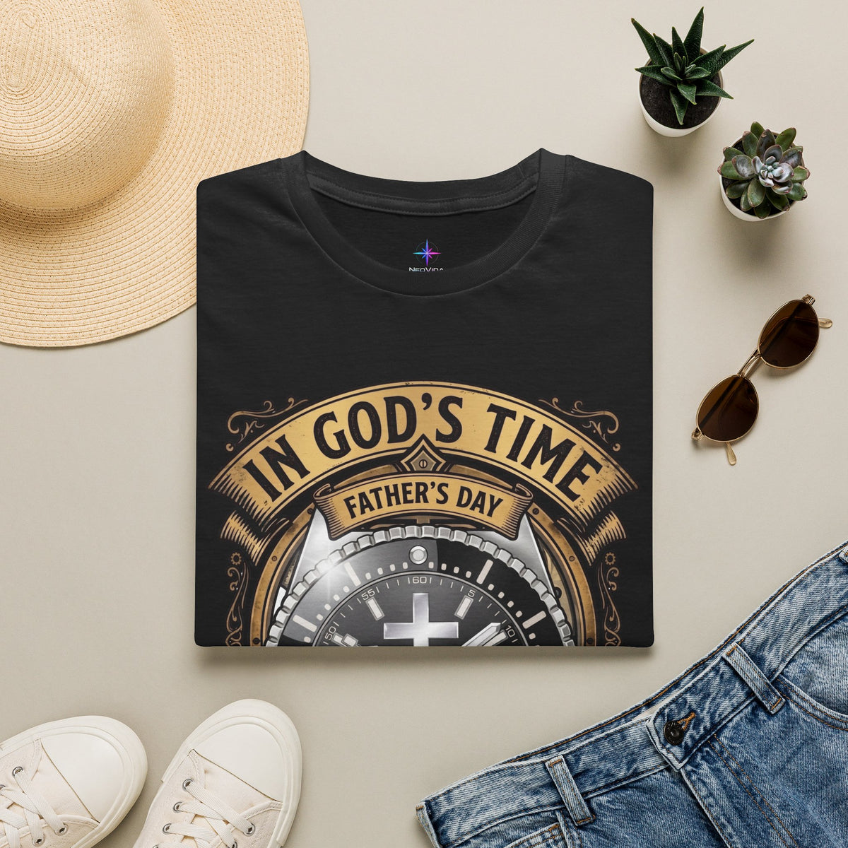 Father's Day In God's Time Watch Lover Diver T-shirt | Christian Faith Tee