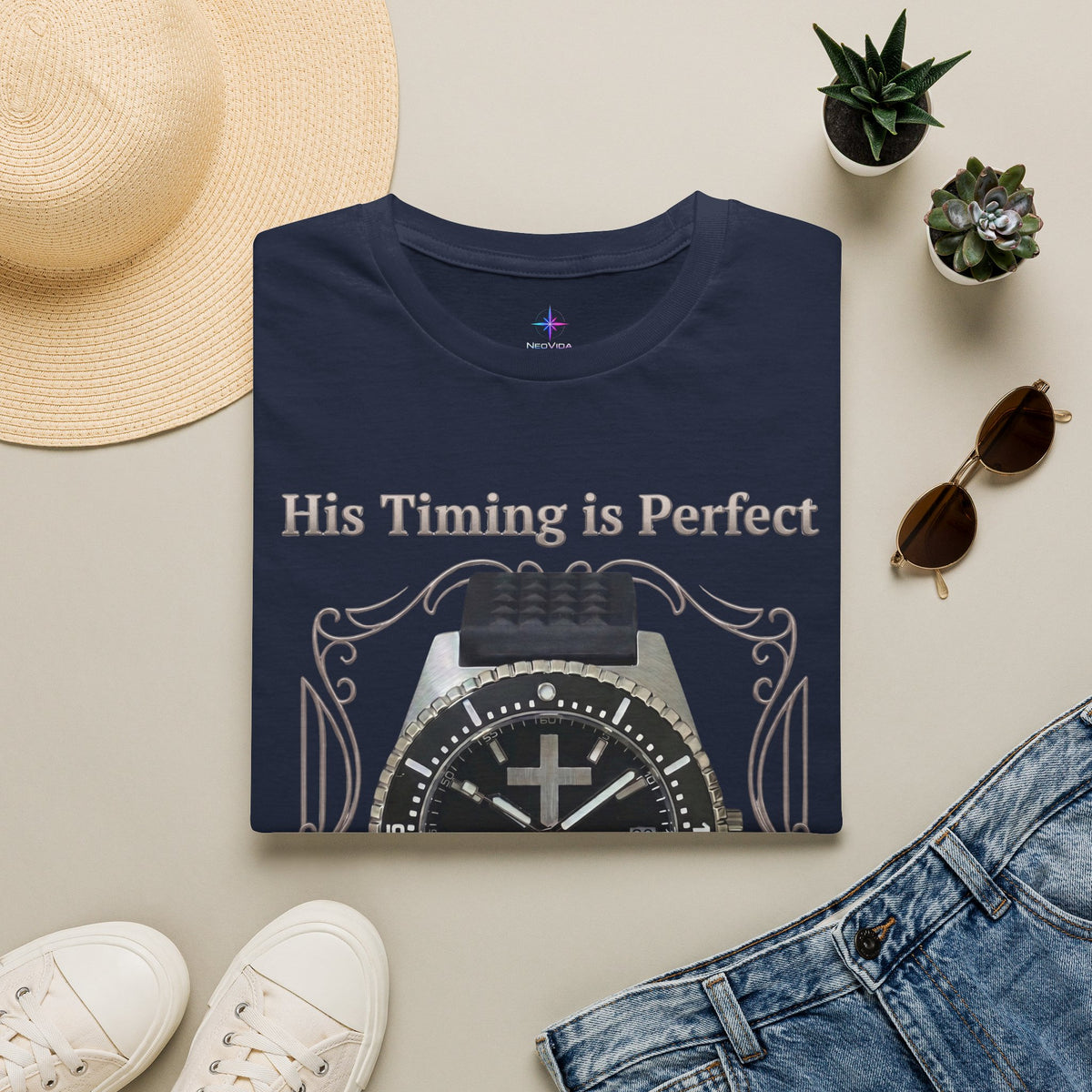His Timing Is Perfect "Trust in Jesus" Tactical Diver Watch Graphic T-Shirt