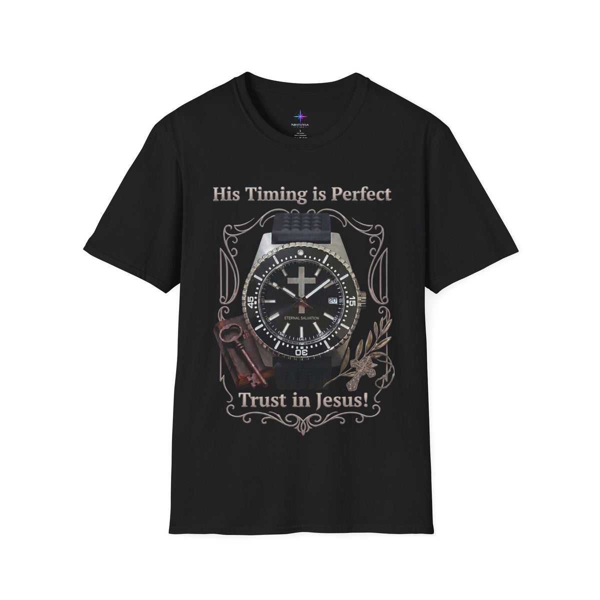 His Timing Is Perfect "Trust in Jesus" Tactical Diver Watch Graphic T-Shirt