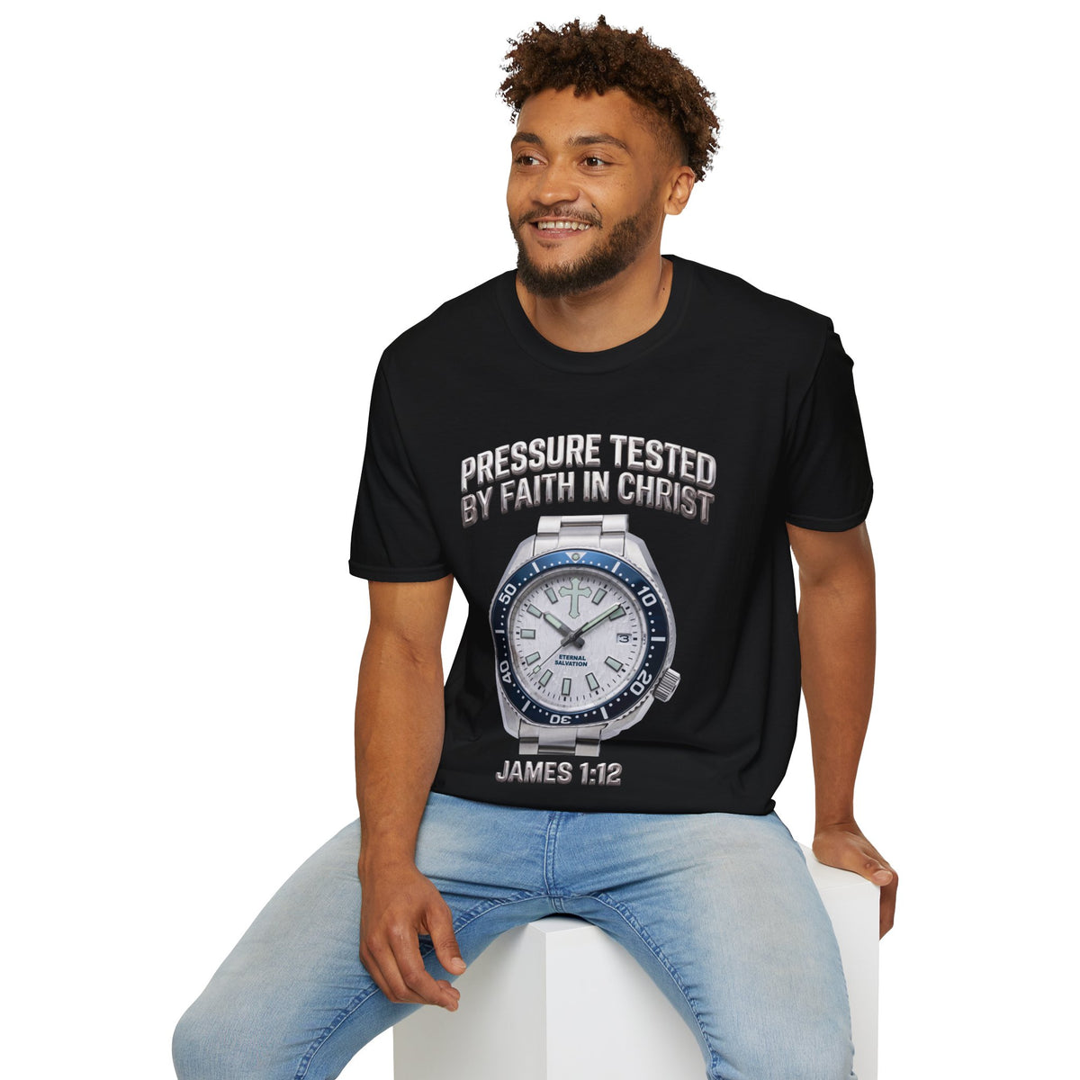 Pressure Tested by Faith In Christ Heavyweight Tee – Frost White Birch Edition