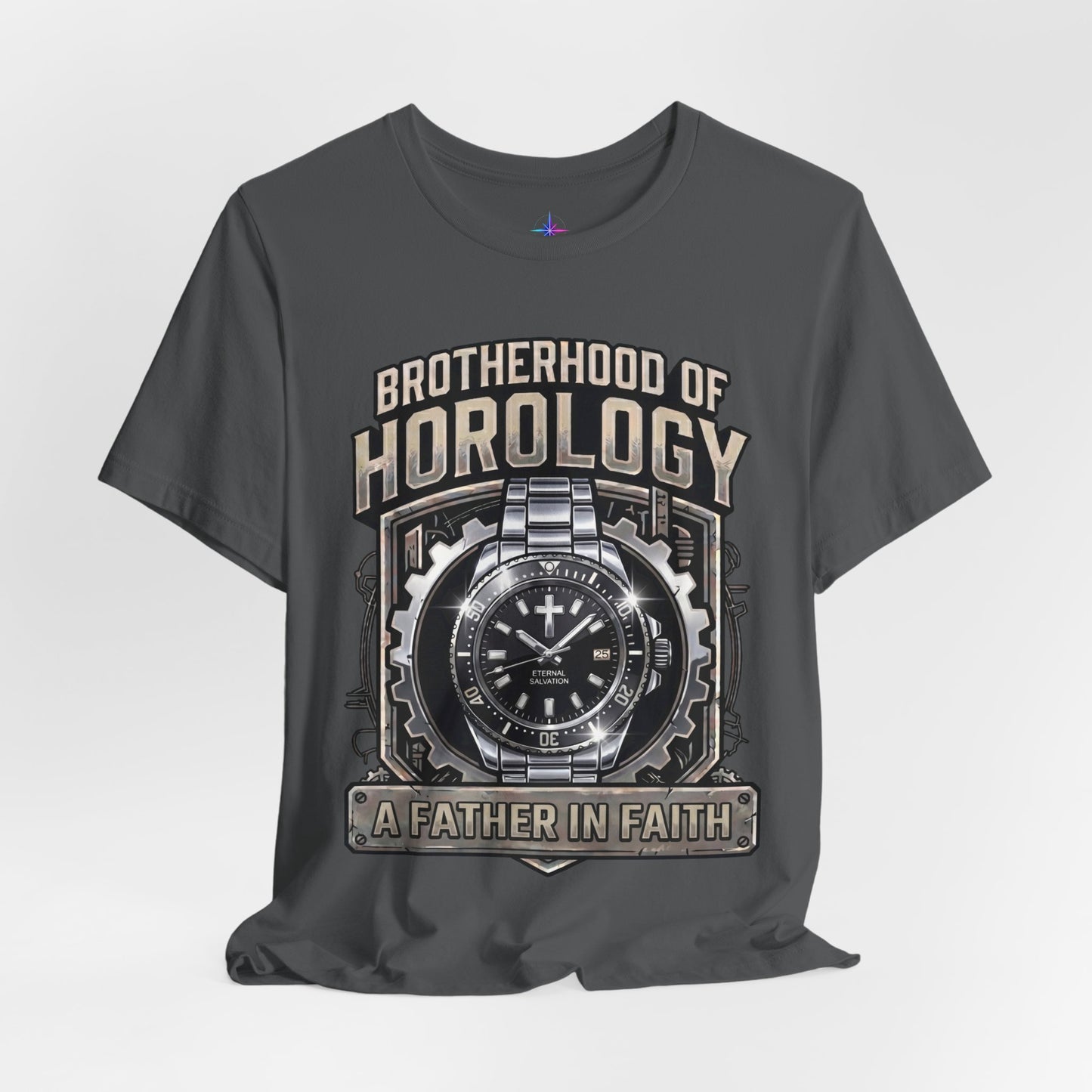 Father's Day Brotherhood of Horology Christian Dive Watch Lover T-Shirt | A Father in Faith graphic tee