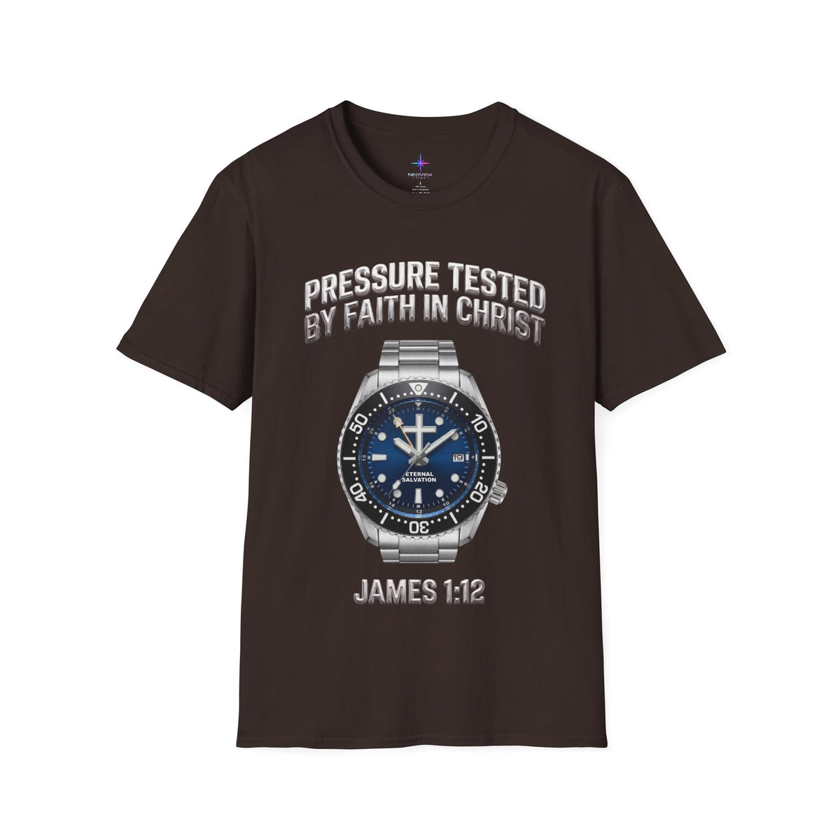 Pressure Tested by Faith In Christ Heavyweight Tee – Deep Blue GMT Diver Edition