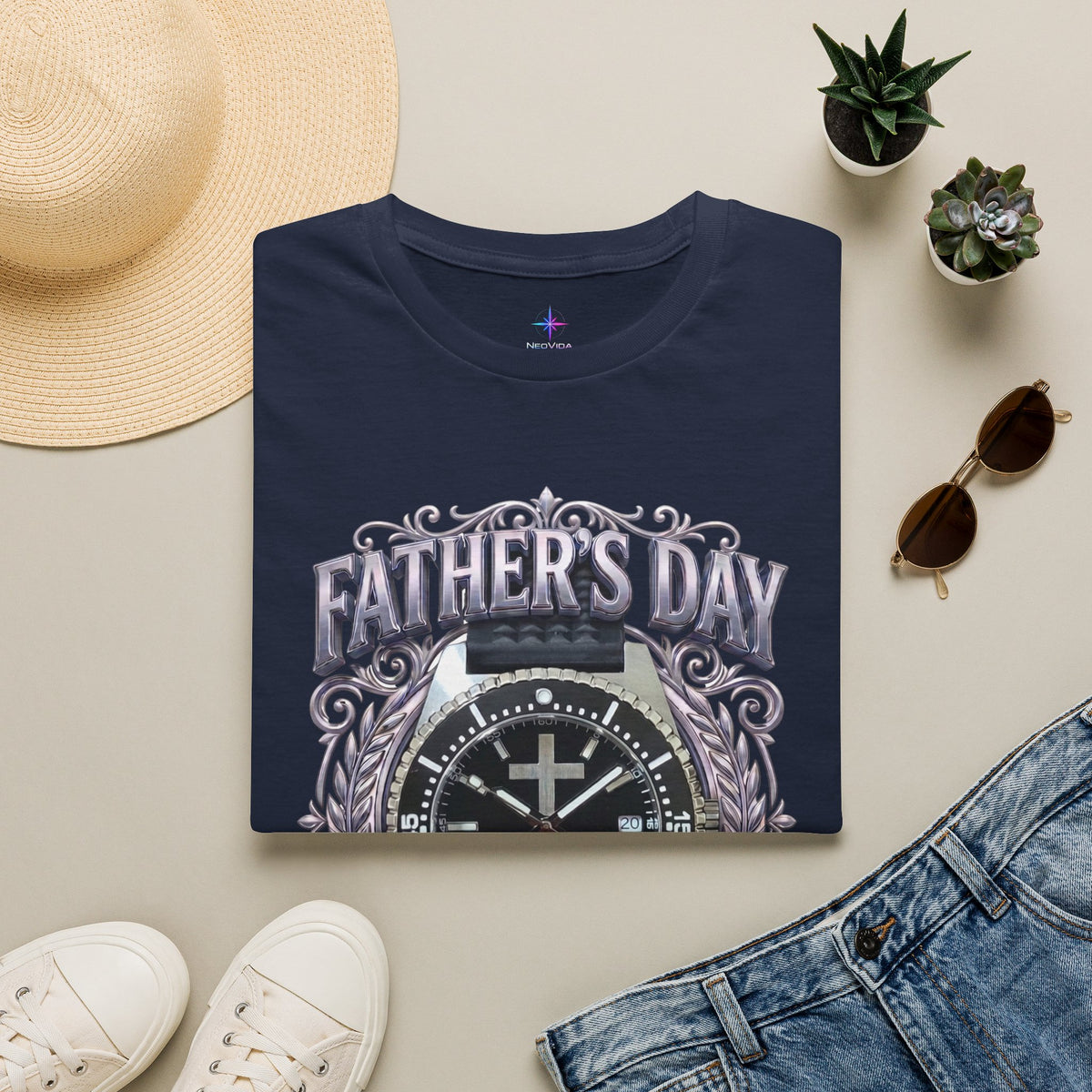 Father's Day His Timing Is Perfect Christian Black Dive Watch Lover T-Shirt | Legacy of Faith