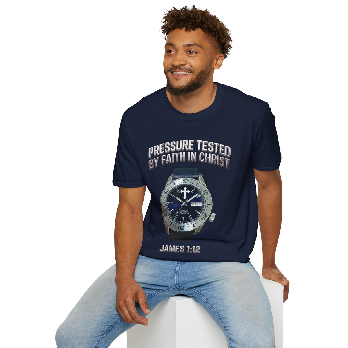 Pressure Tested by Faith In Christ Heavyweight Tee – Midnight Blue Diver Edition