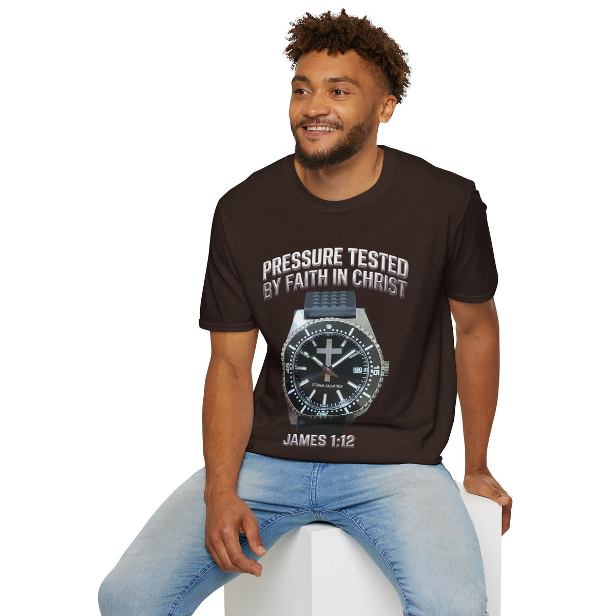 Pressure Tested by Faith In Christ Heavyweight Tee – Tactical Black Diver Edition