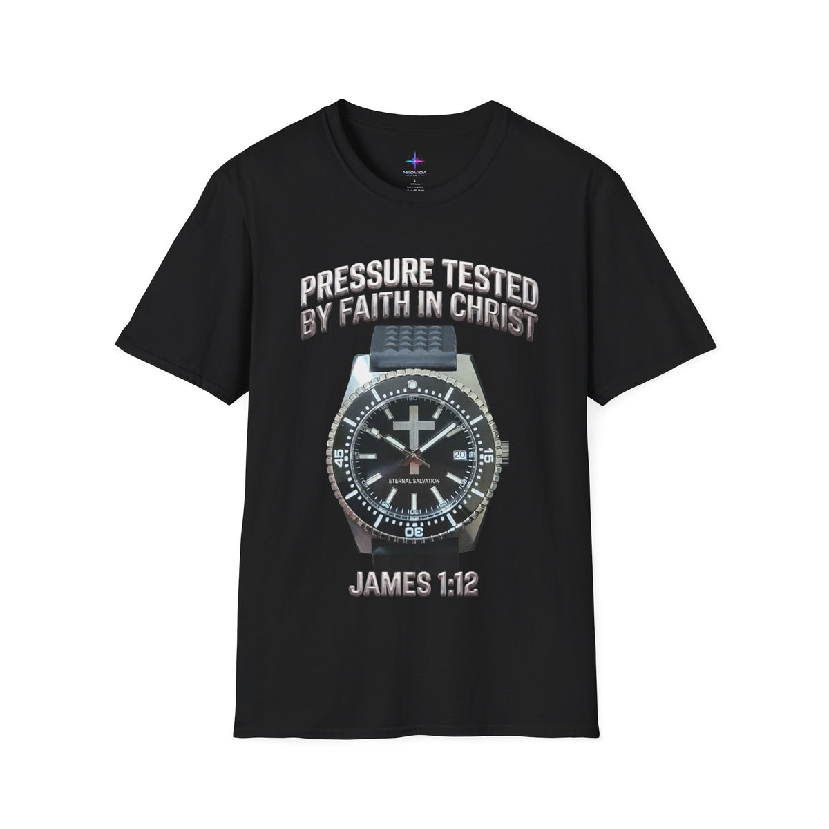 Pressure Tested by Faith In Christ Heavyweight Tee – Tactical Black Diver Edition
