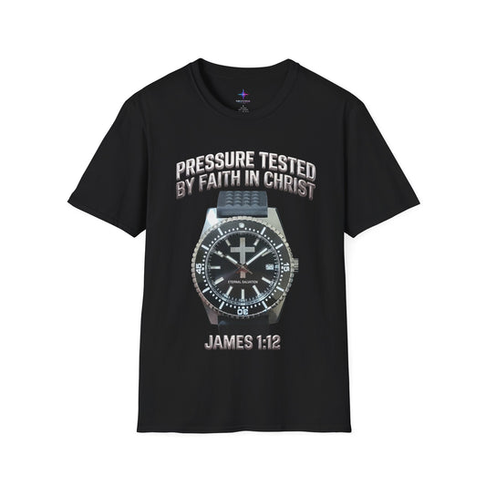 Pressure Tested by Faith In Christ Heavyweight Tee – Tactical Black Diver Edition