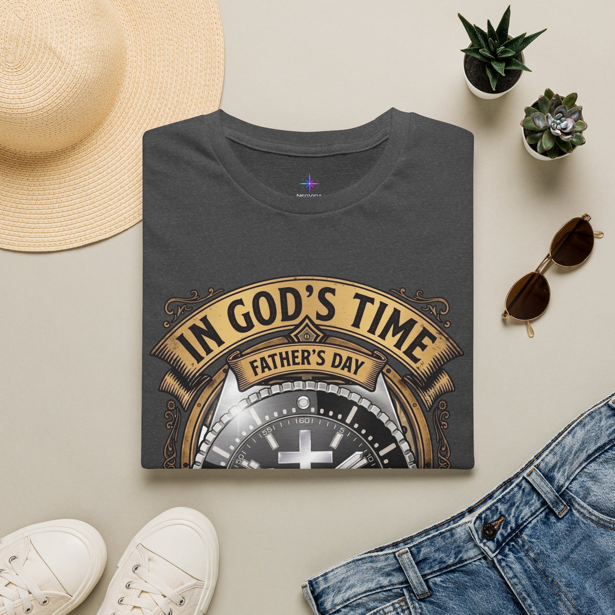Father's Day In God's Time Watch Lover Diver T-shirt | Christian Faith Tee