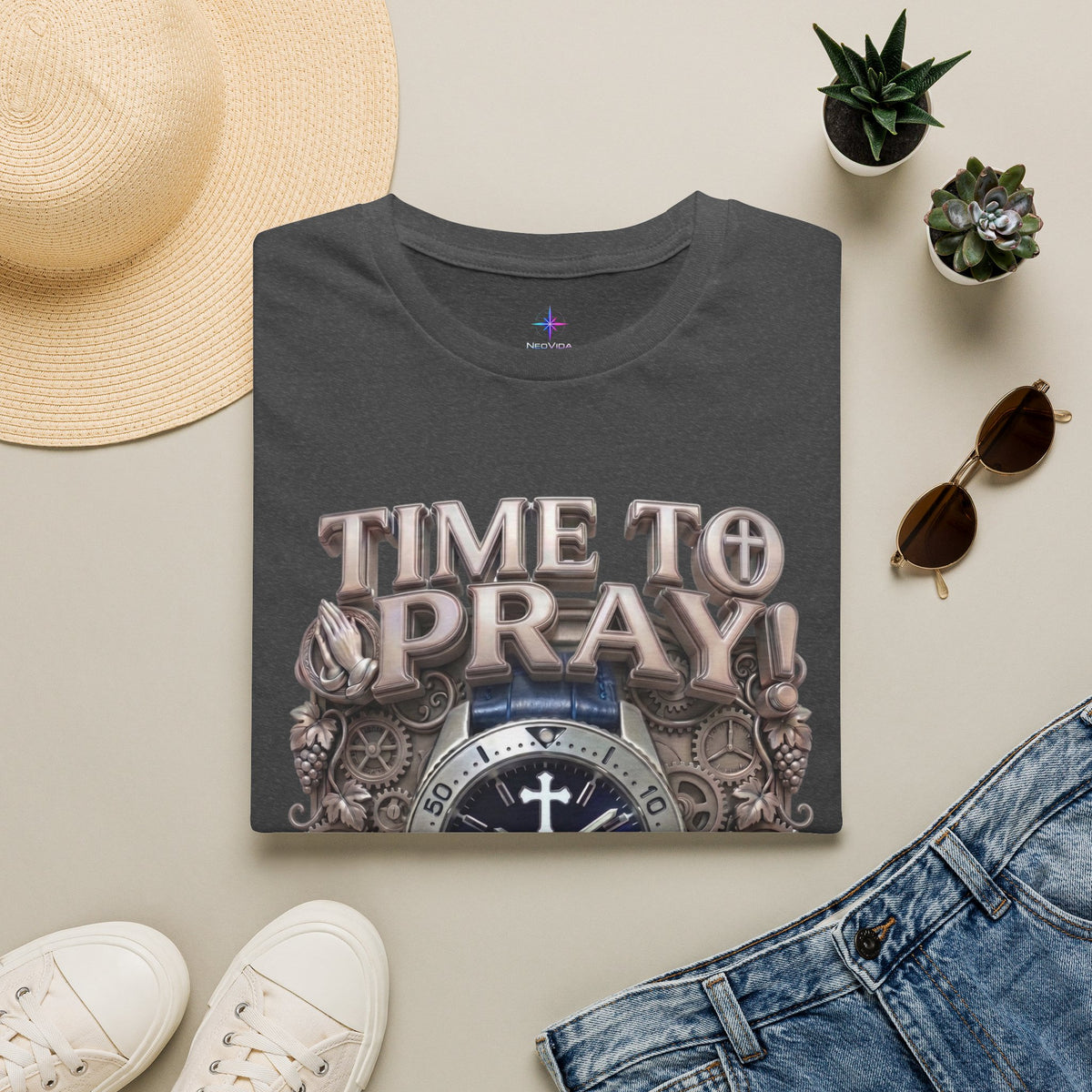 Time to Pray Classic Diver Graphic T-Shirt