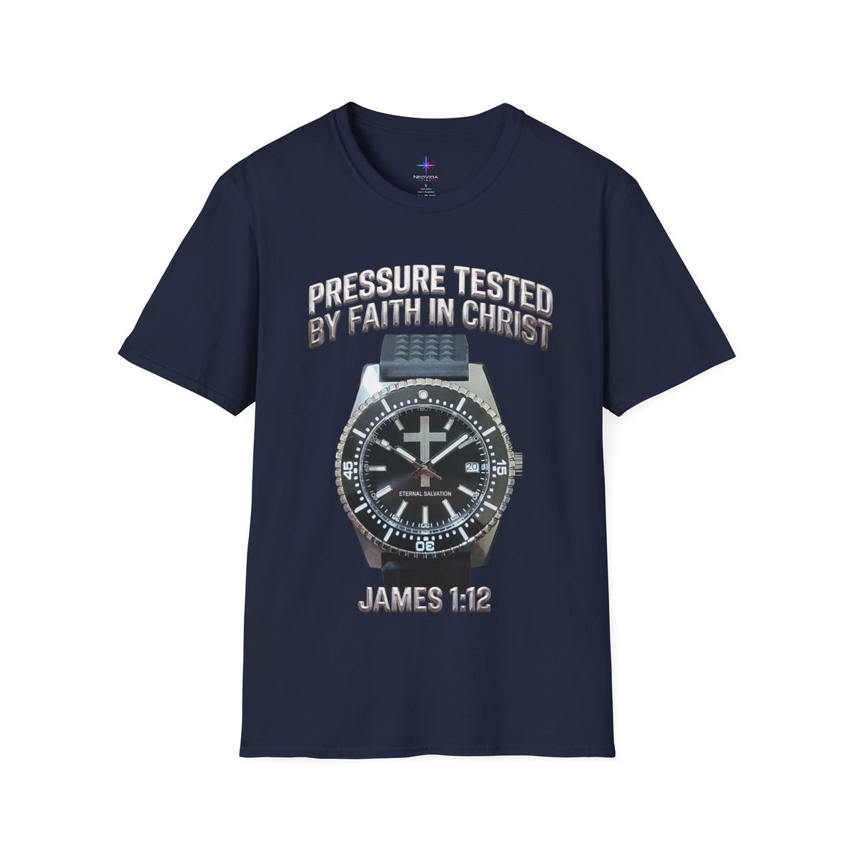 Pressure Tested by Faith In Christ Heavyweight Tee – Tactical Black Diver Edition