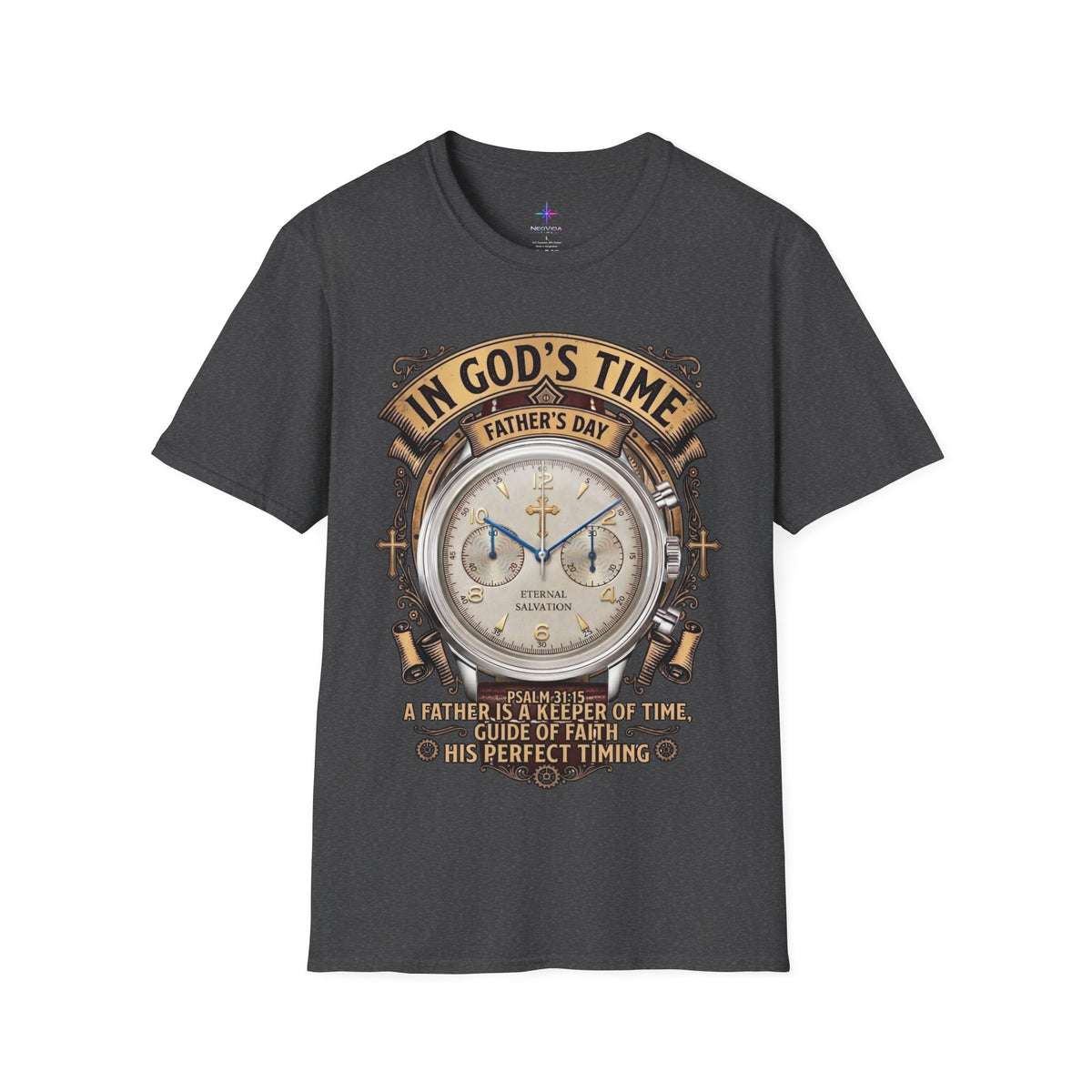Father's Day In God's Time Watch Lover Chrono T-shirt | Christian Faith Tee