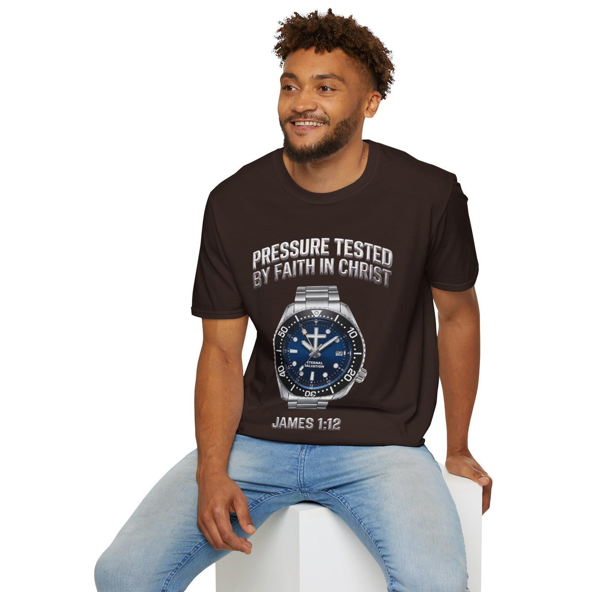 Pressure Tested by Faith In Christ Heavyweight Tee – Deep Blue GMT Diver Edition