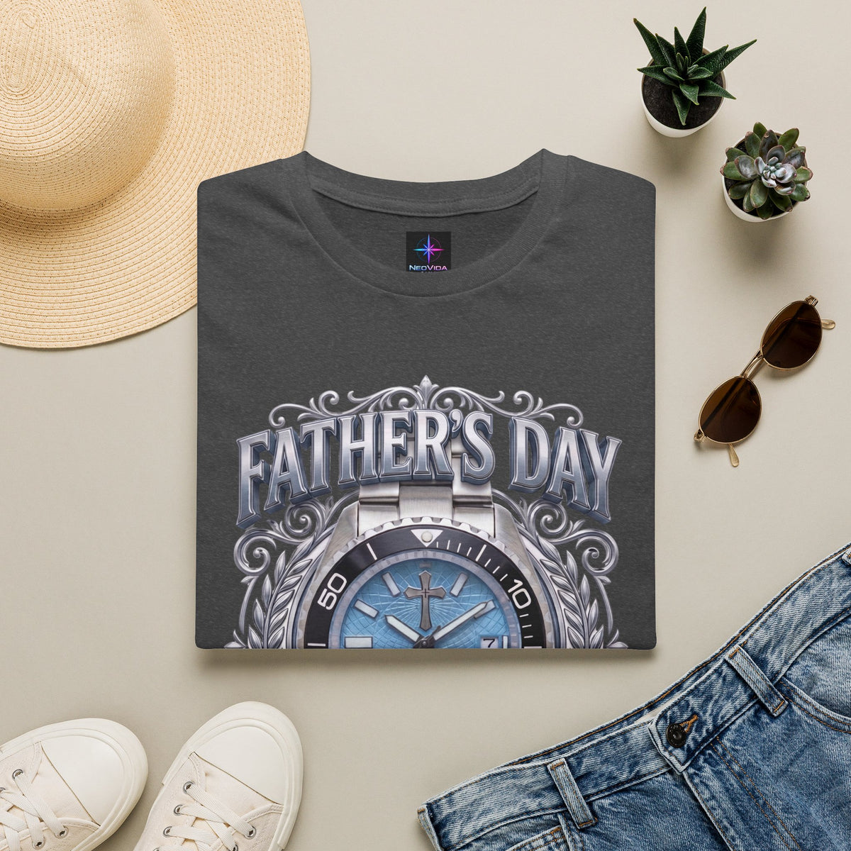 Father's Day His Timing Is Perfect Christian Blue Dive Watch Lover T-Shirt | Legacy of Faith