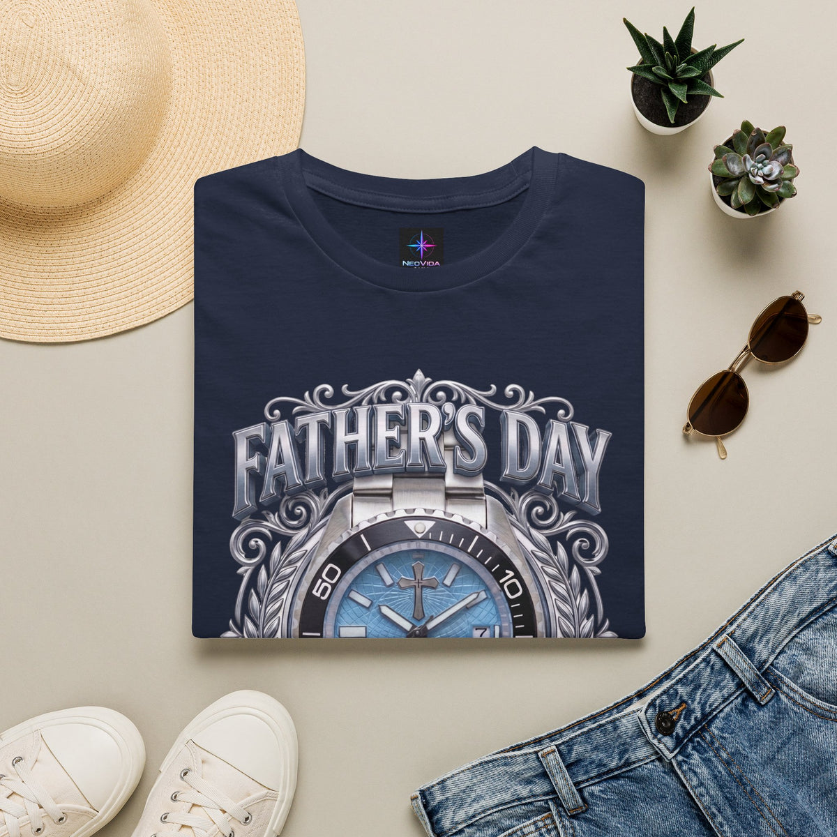 Father's Day His Timing Is Perfect Christian Blue Dive Watch Lover T-Shirt | Legacy of Faith