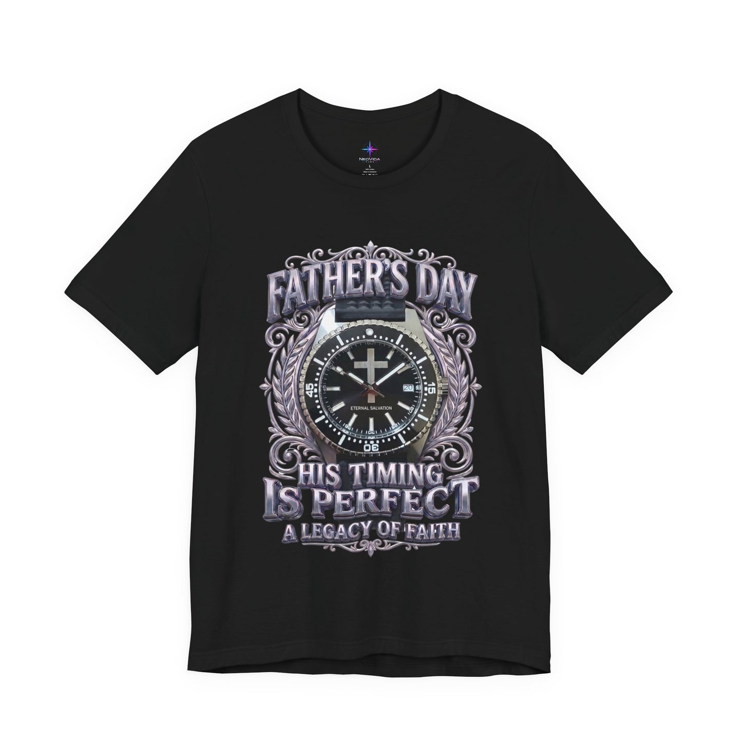 Father's Day His Timing Is Perfect Christian Black Dive Watch Lover T-Shirt | Legacy of Faith