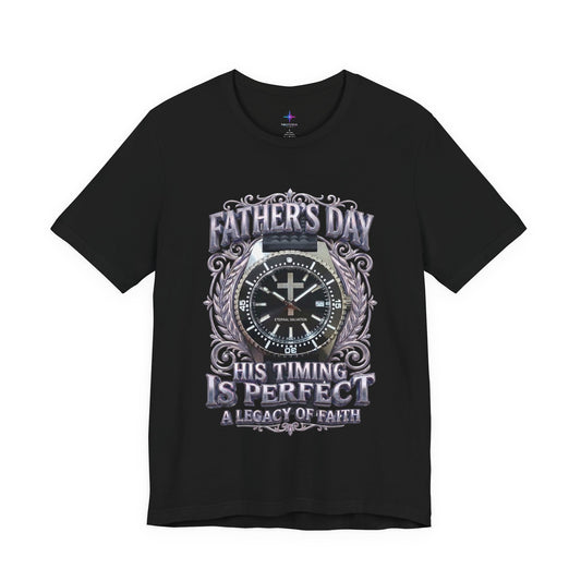 Father's Day His Timing Is Perfect Christian Black Dive Watch Lover T-Shirt | Legacy of Faith