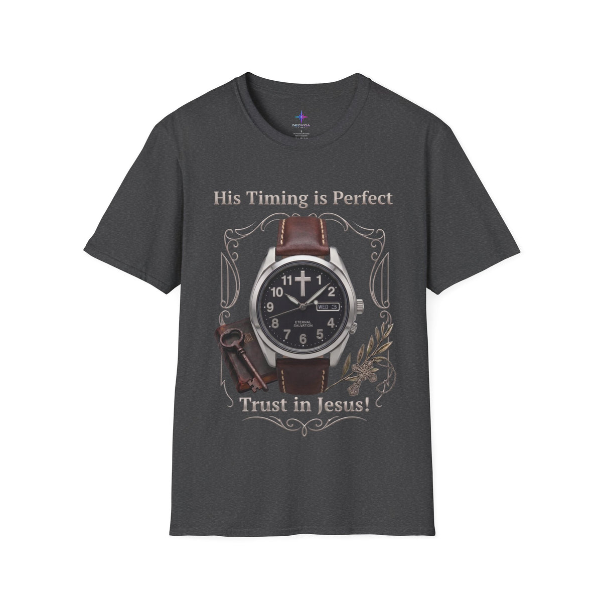 His Timing Is Perfect "Trust in Jesus" Field Watch Graphic T-Shirt