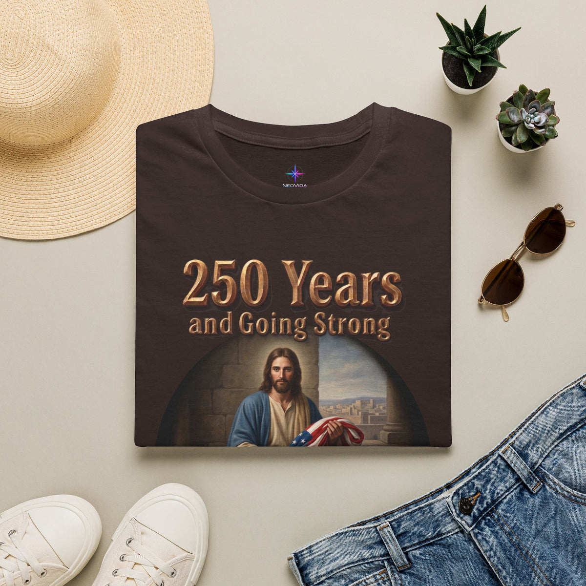 God Bless America Christian T-Shirt | 250 Years Patriotic 1776-2026 4th of July Tee
