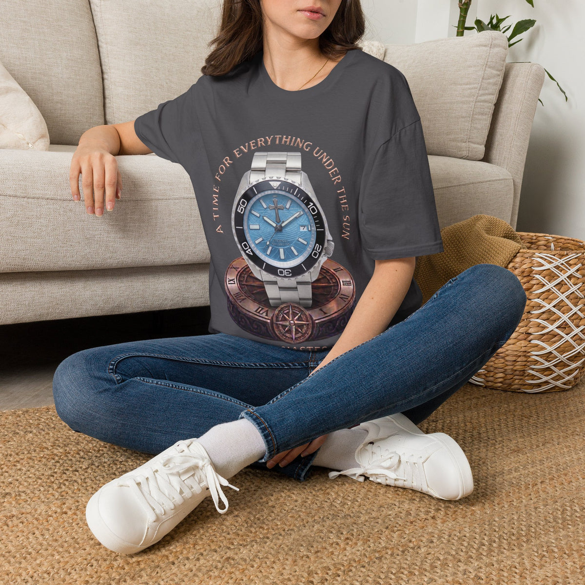 A Time for Everything Sky Blue Diver Graphic T-Shirt