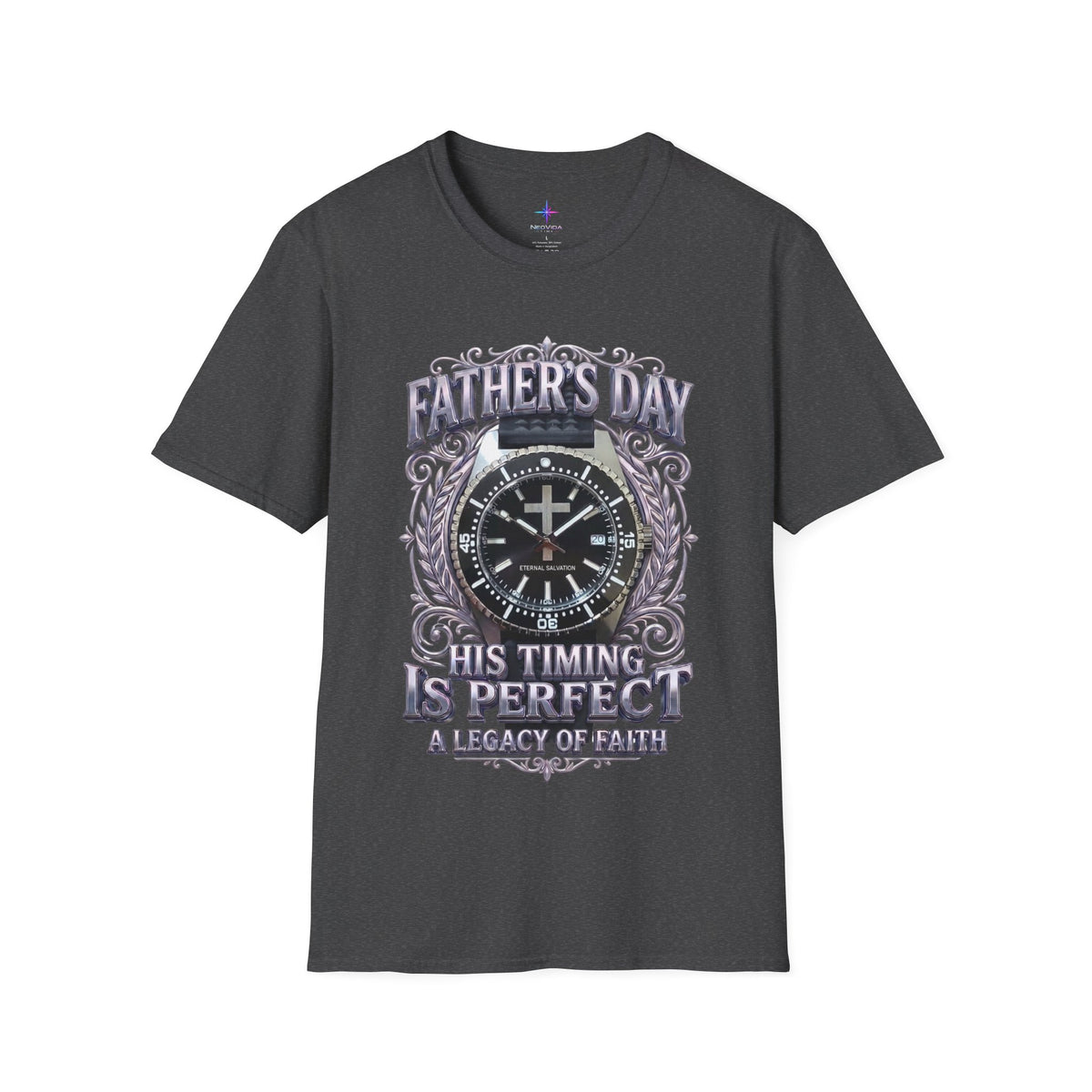 Father's Day His Timing Is Perfect Christian Black Dive Watch Lover T-Shirt | Legacy of Faith