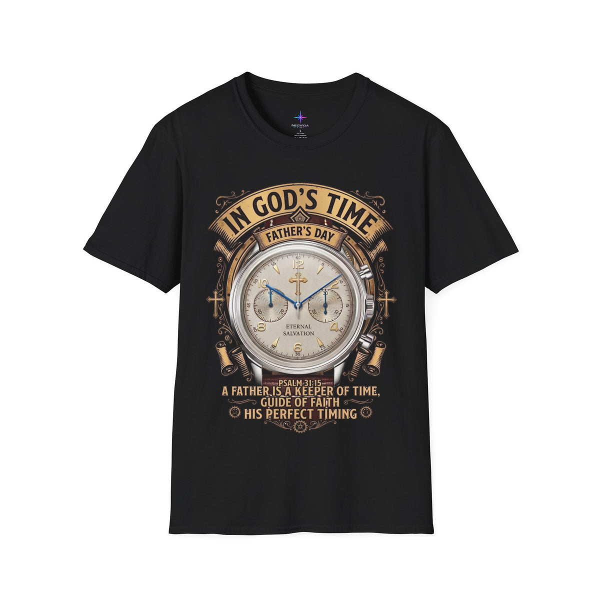 Father's Day In God's Time Watch Lover Chrono T-shirt | Christian Faith Tee