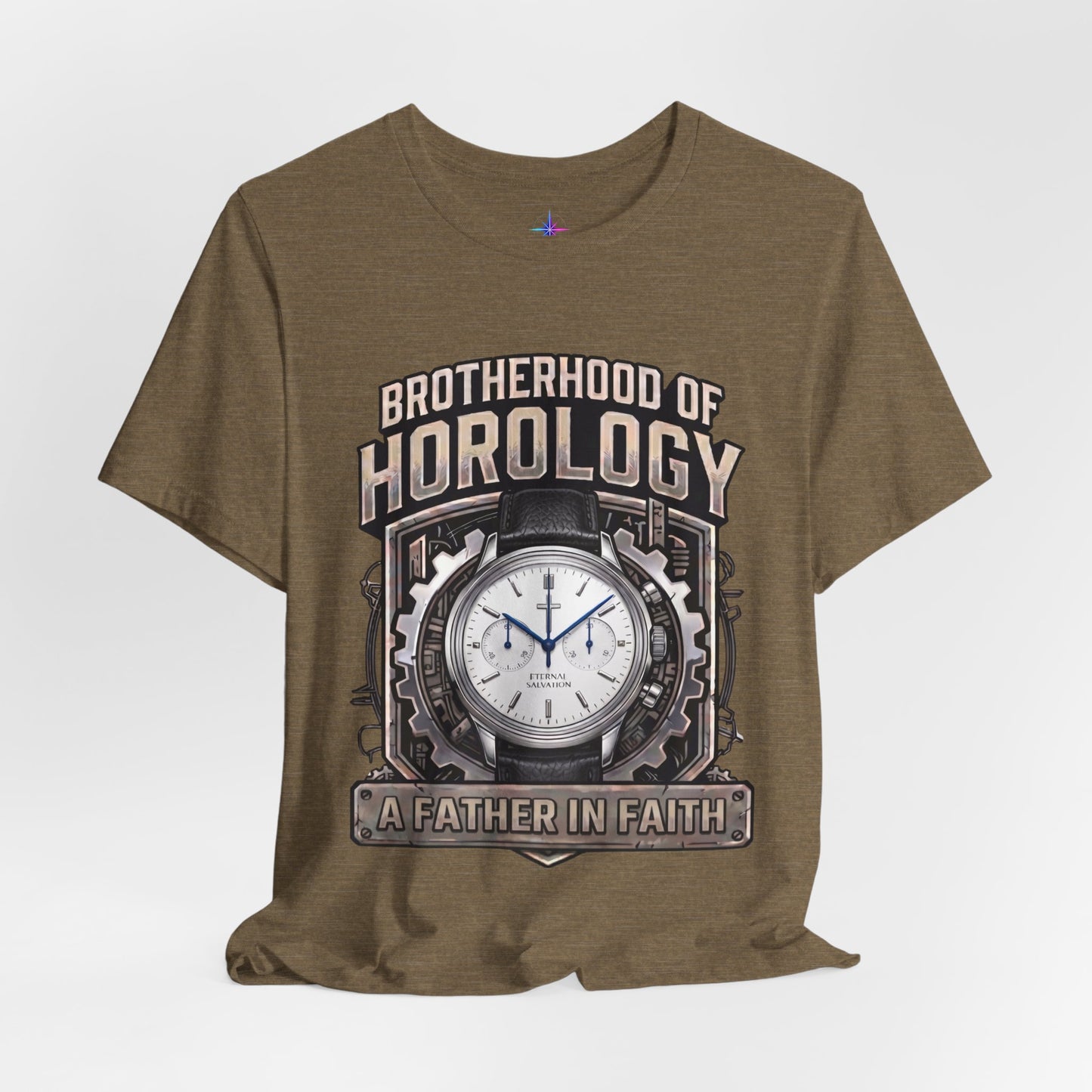 Father's Day Brotherhood of Horology Christian Chrono Watch Lover T-Shirt | A Father in Faith graphic tee