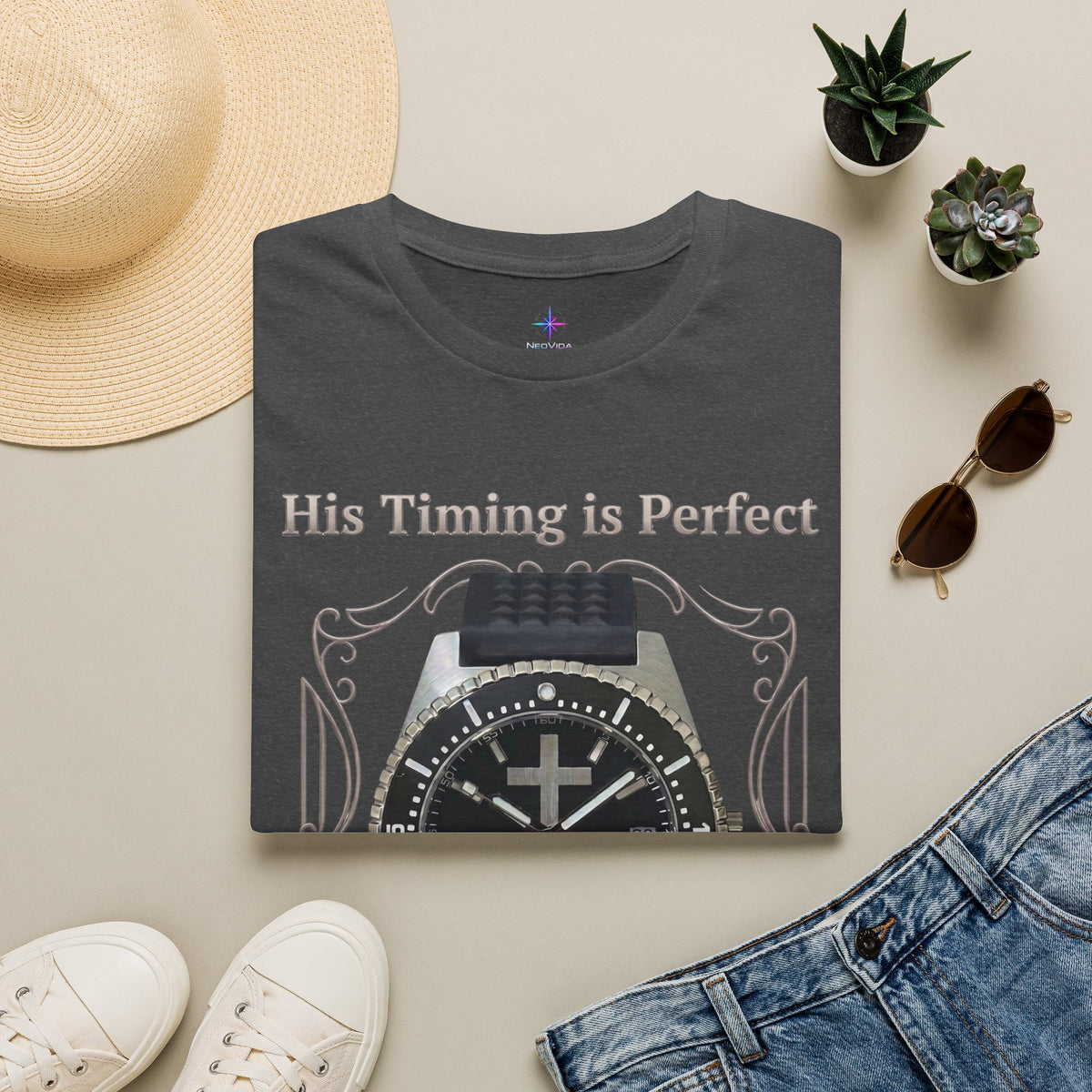 His Timing Is Perfect "Trust in Jesus" Tactical Diver Watch Graphic T-Shirt
