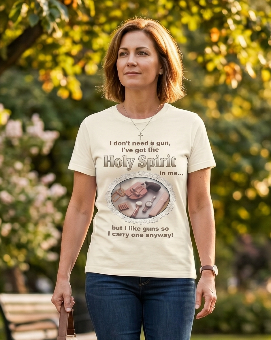 I Don't Need A Gun Ladies EDC T-Shirt | Christian Graphic Tee