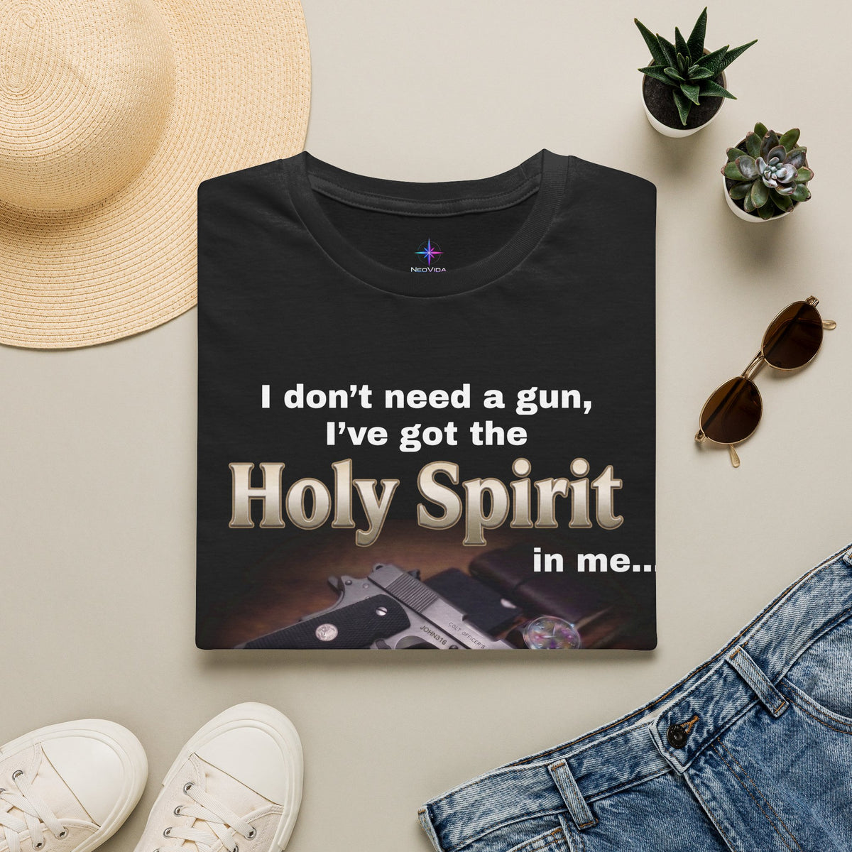 I Don't Need A Gun Christian EDC 1911 T-Shirt | Christian Graphic Tee