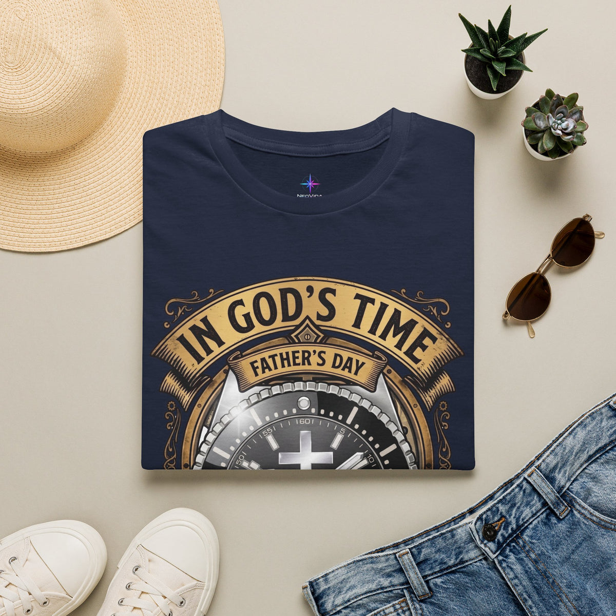 Father's Day In God's Time Watch Lover Diver T-shirt | Christian Faith Tee