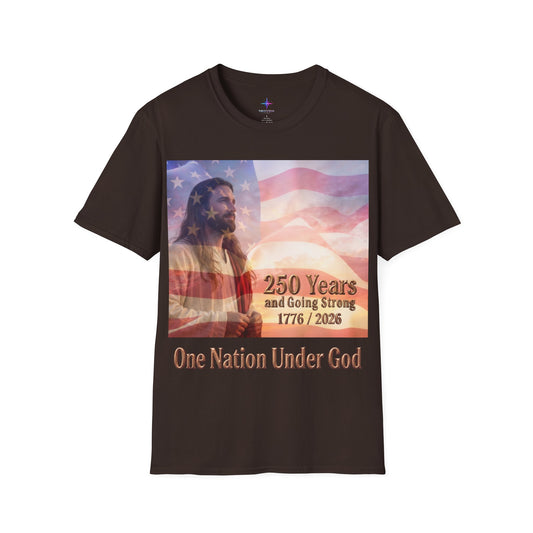 One Nation Under God 250 Years T-Shirt - Patriotic Christian US Semiquincentennial Graphic Tee
