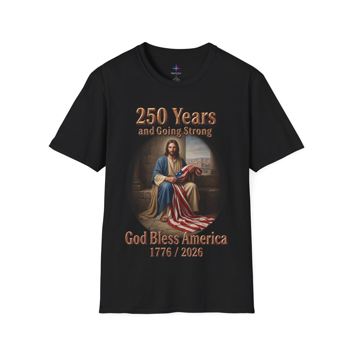 God Bless America Christian T-Shirt | 250 Years Patriotic 1776-2026 4th of July Tee