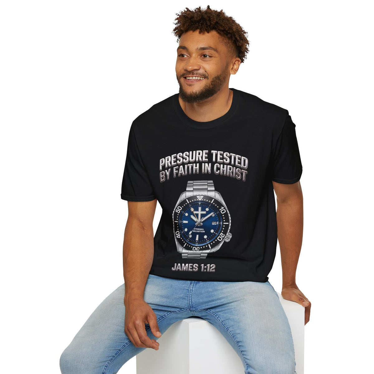 Pressure Tested by Faith In Christ Heavyweight Tee – Deep Blue GMT Diver Edition