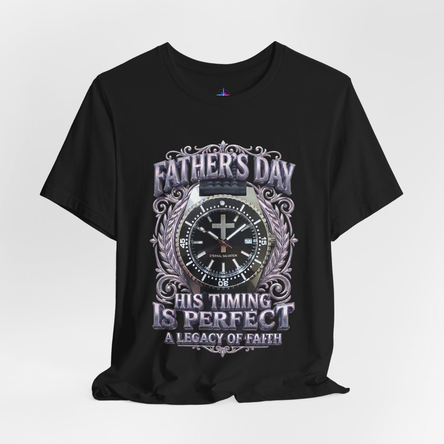 Father's Day His Timing Is Perfect Christian Black Dive Watch Lover T-Shirt | Legacy of Faith