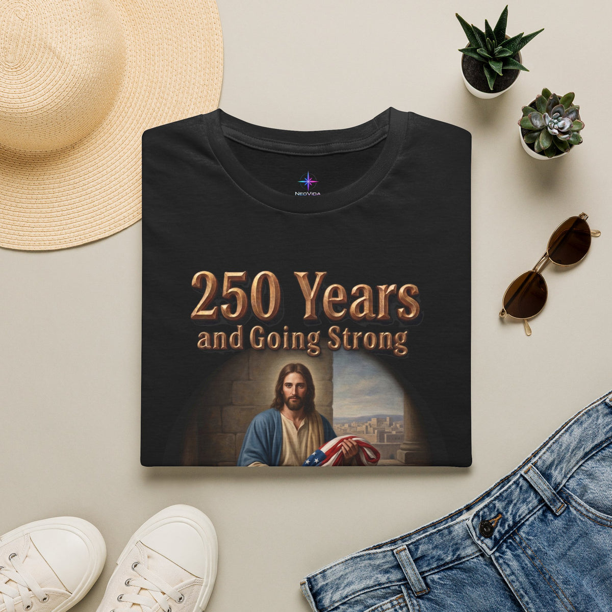 God Bless America Christian T-Shirt | 250 Years Patriotic 1776-2026 4th of July Tee