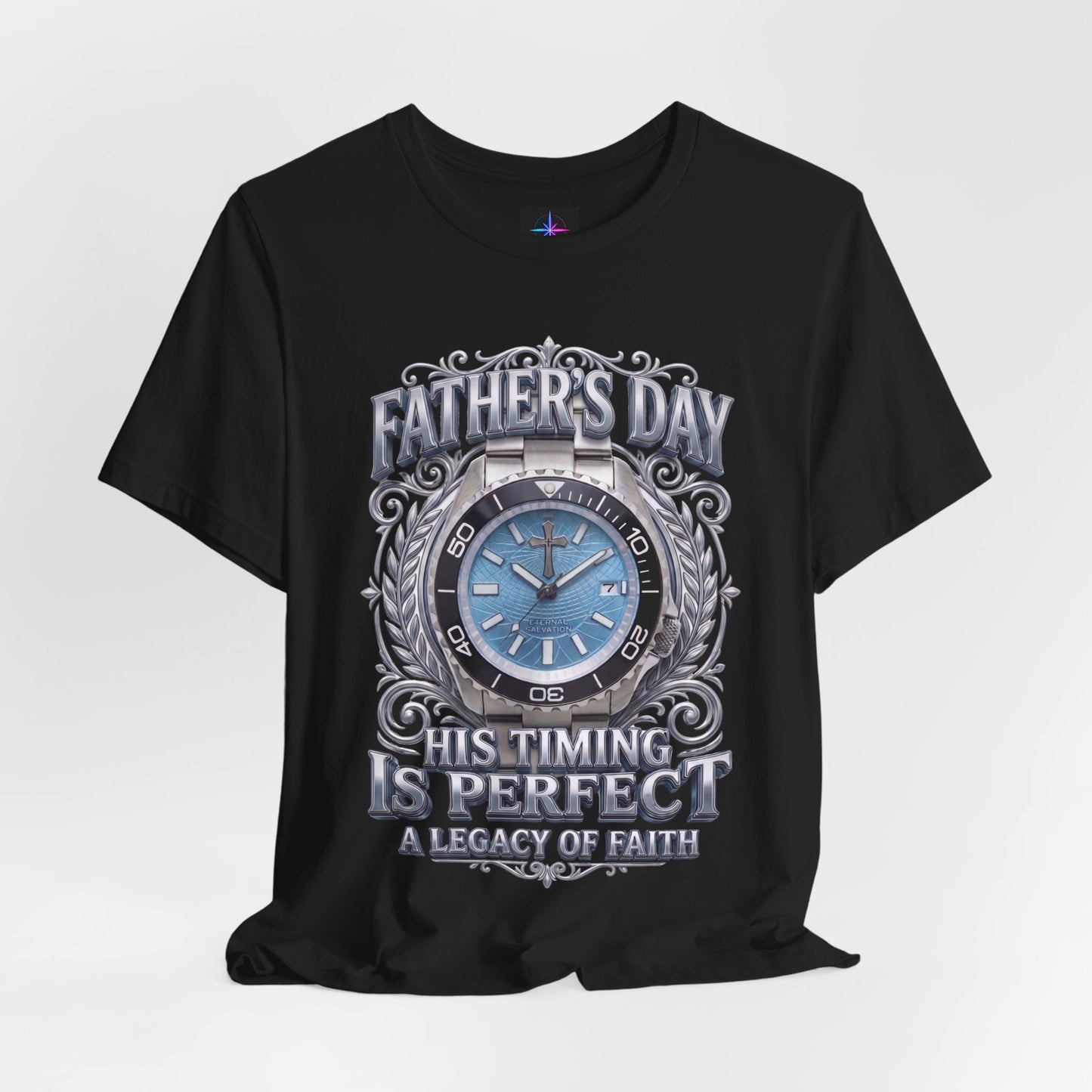 Father's Day His Timing Is Perfect Christian Blue Dive Watch Lover T-Shirt | Legacy of Faith