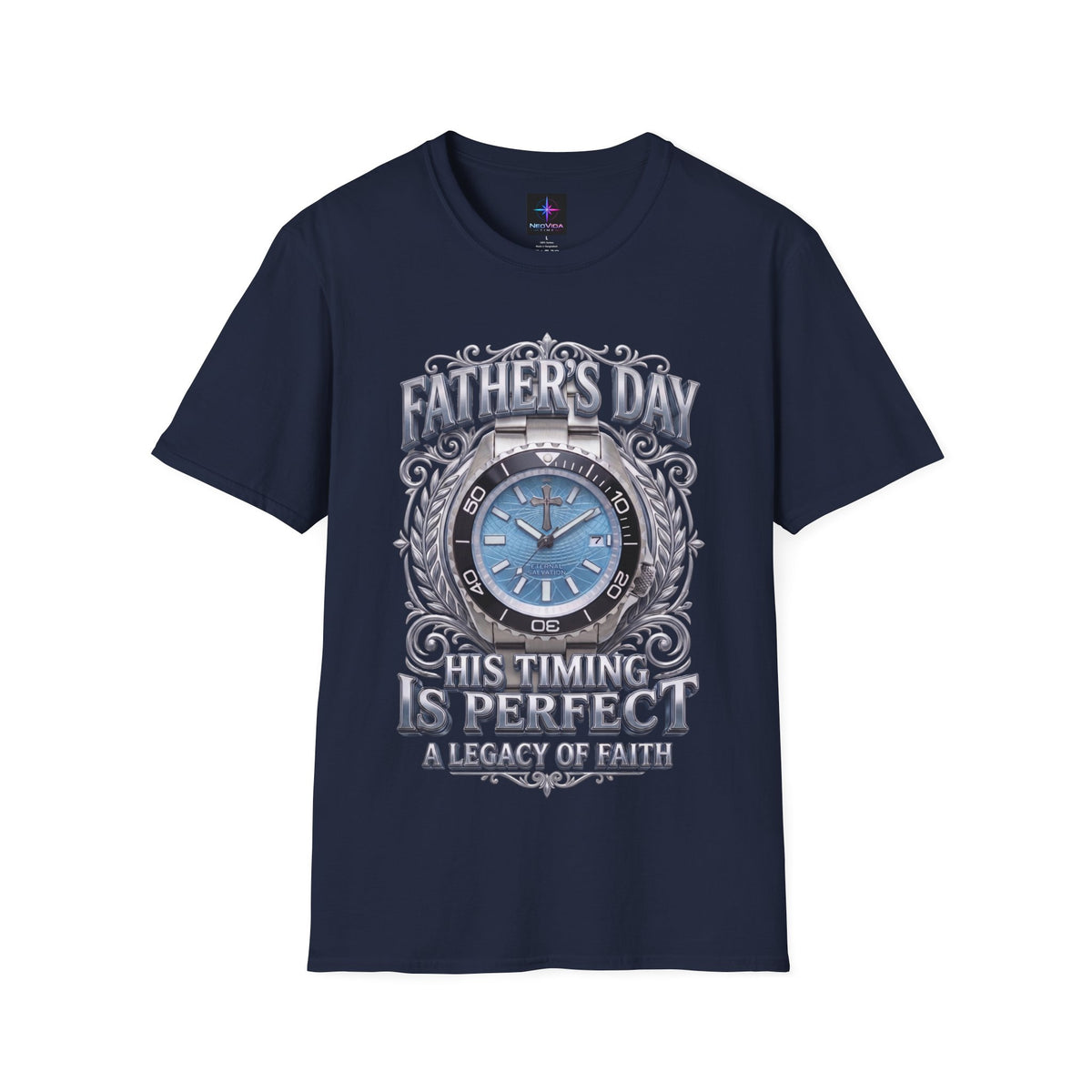 Father's Day His Timing Is Perfect Christian Blue Dive Watch Lover T-Shirt | Legacy of Faith