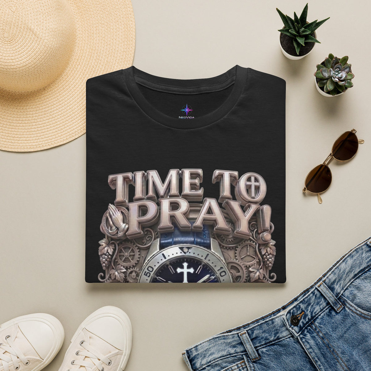 Time to Pray Classic Diver Graphic T-Shirt